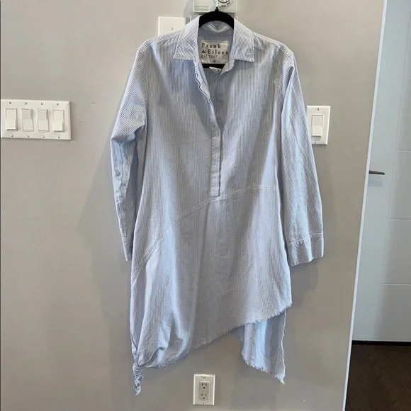 Frank + Eileen Drake Stripe Shirt Dress Blue White - Picture 4 of 13